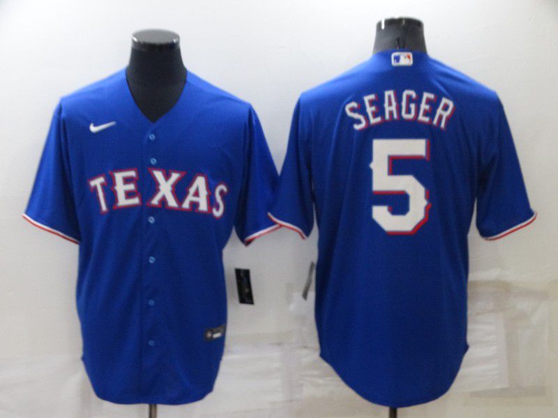 Men Texas Rangers 5 Seager Blue Game Nike 2022 MLB Jersey